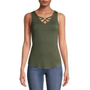NWT Womens Tank Top NO BOUNDARIES Green Hardware  Tank Women’s Sleeveless Top